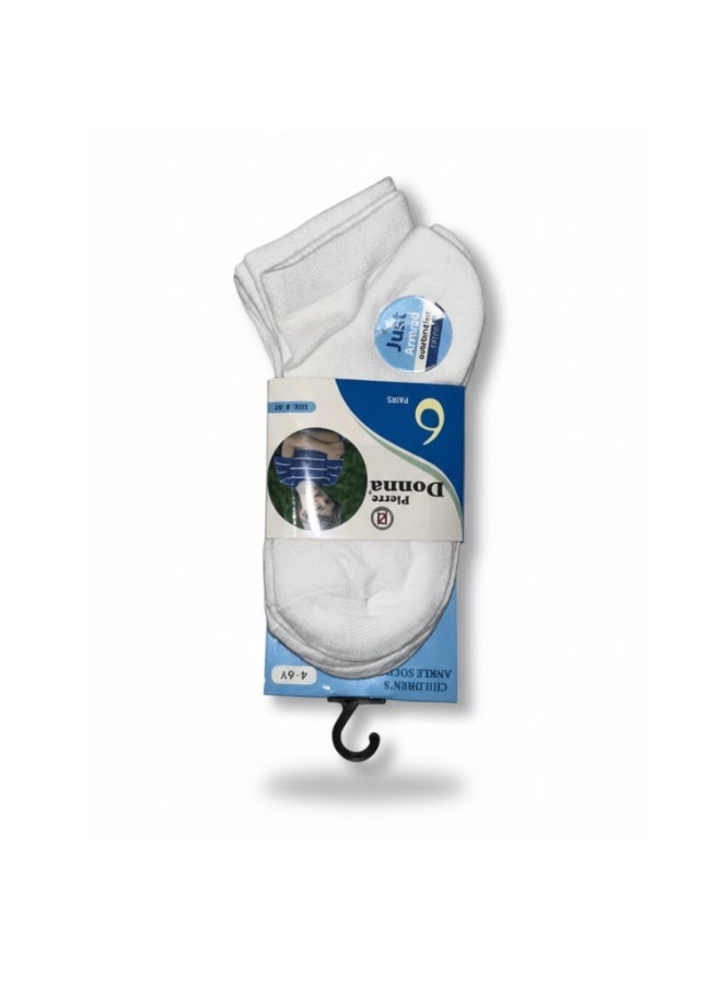 بيير دونا جوارب كاحل للأولاد عبوة 6 قطع – أبيض | مزيج قطن ناعم | قابلة للتنفس ومرنة لراحة فائقة | للمدرسة والاستخدام اليومي | العمر 7–9 سنوات - Image 3